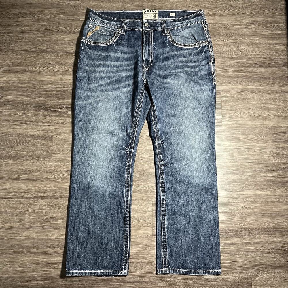 Ariat M4 Coltrane Boot Cut Jeans Men's 38x32 Durango Wash 10017511 Western EUC